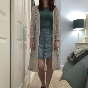 Bobeau Long Boho Knit Cardigan